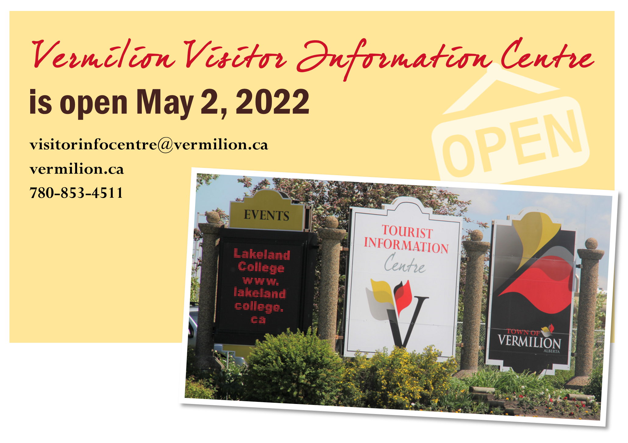 Vermilion Visitor Information Centre is Open