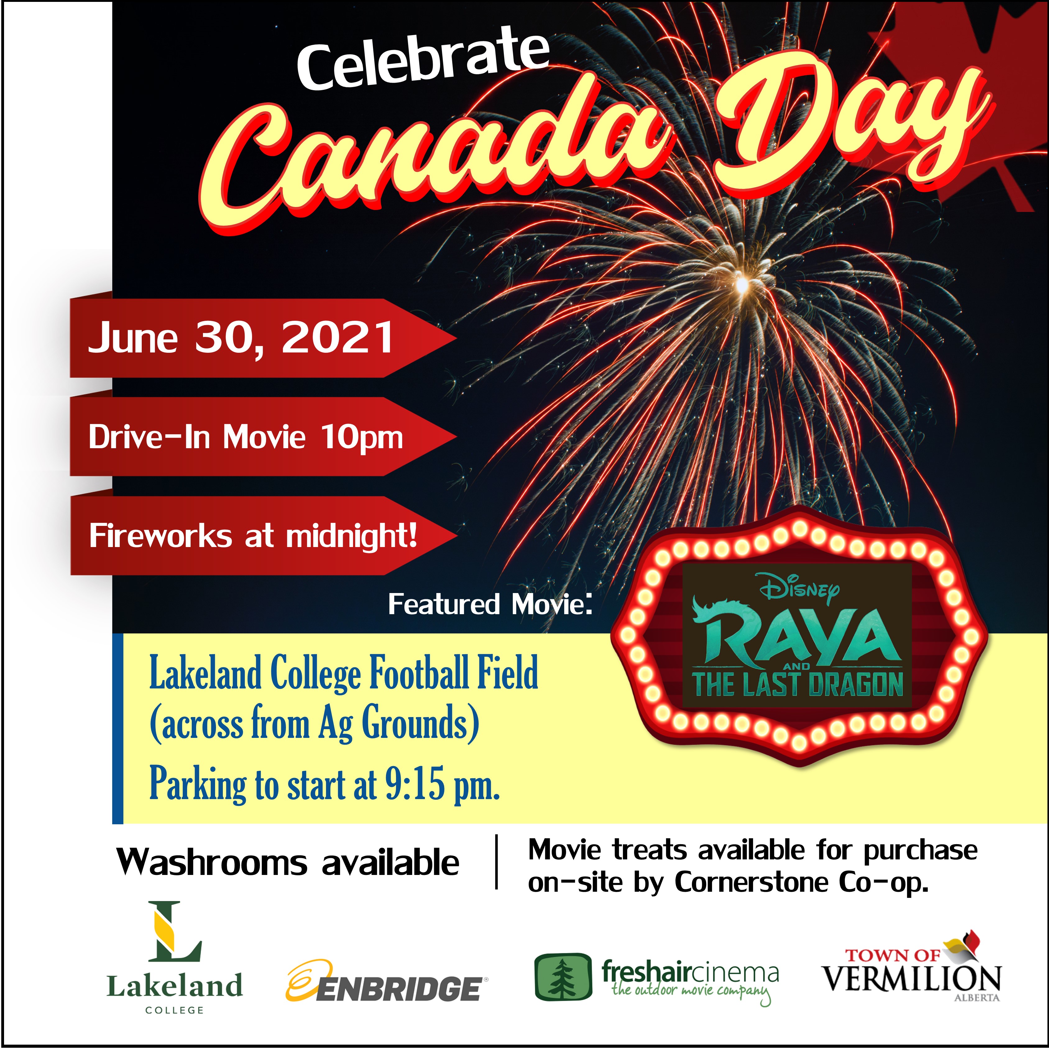 Canada Day Drive-In Movie and Fireworks - June 30, 2021